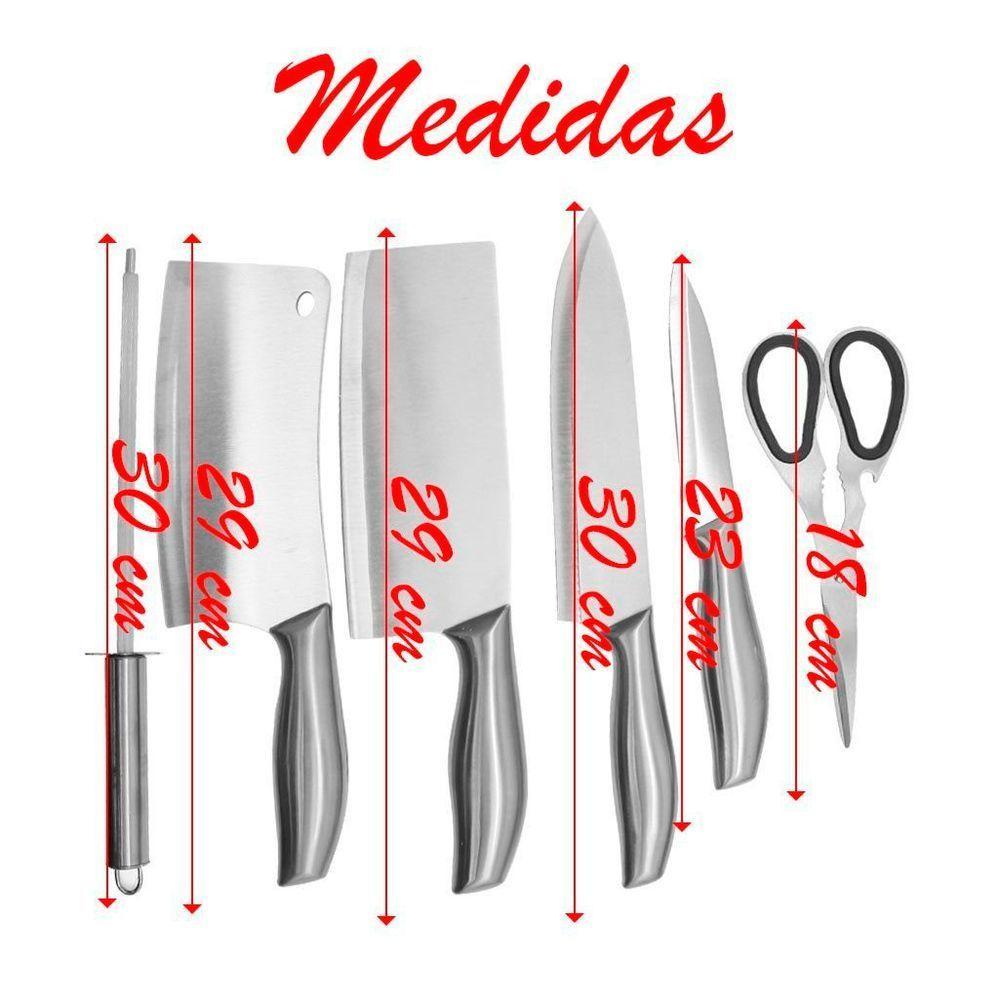 Jogo De Facas Inox Suporte Acrílico 7 Peças Preto - 5