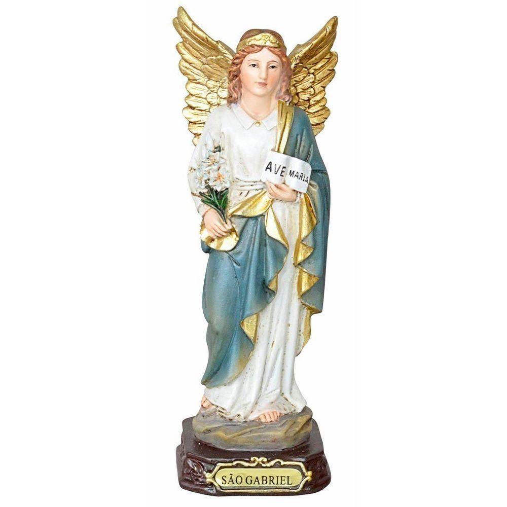 Santo Imagem Anjo Gabriel Resina Homem Forte De Deus 16cm - 1