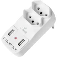 Plug Adaptador De Tomada C/ 2 Entradas + 2 Usb Yp8114 - 1
