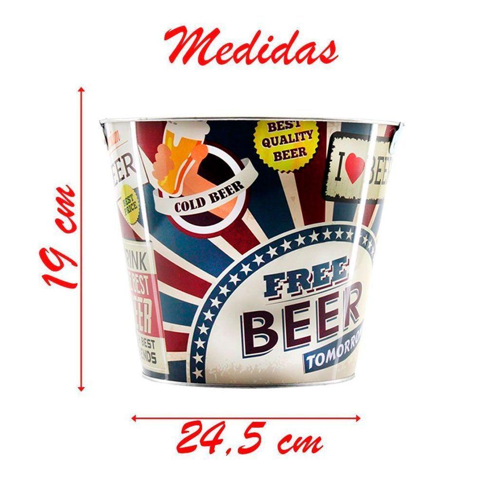 Kit 2 Baldes De Gelo Para Cerveja Estampado Em Metal Galvanizado 4,8 Litros - 3