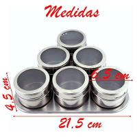 Porta Condimento Tempero Magnético Inox 6 Potes Com Imã - 2