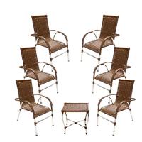 Jogo 6 Cadeiras E Mesa Vênus Para Area Externa Trama Argila - 1