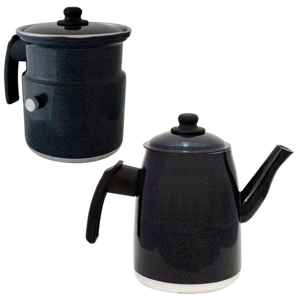 Kit Leiteira E Bule Gulê Em Alumínio 2 Peças Grafite - 1
