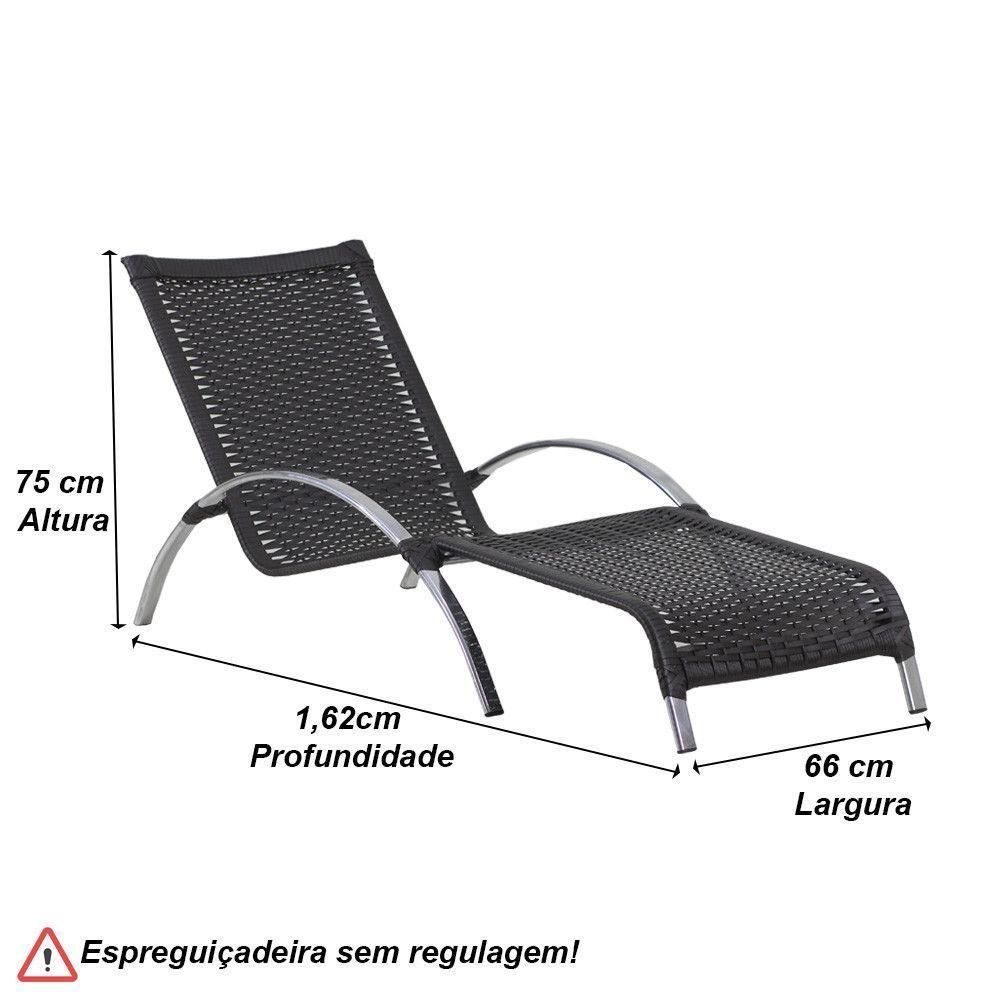 4 Cadeiras E Mesa 2 Espreguiçadeiras E Mesa  Preto - 3