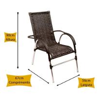 Jogo 6 Cadeiras E Mesa Para Area Varanda Vênus Trama Pedra Ferro - 3