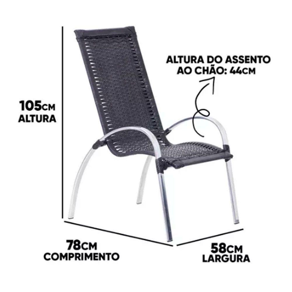 Jogo De 4 Cadeiras E Mesa Em Alumínio Garden  Preto - 4