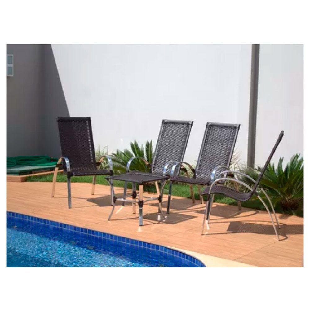 Jogo De 4 Cadeiras E Mesa Em Alumínio Garden  Preto - 5