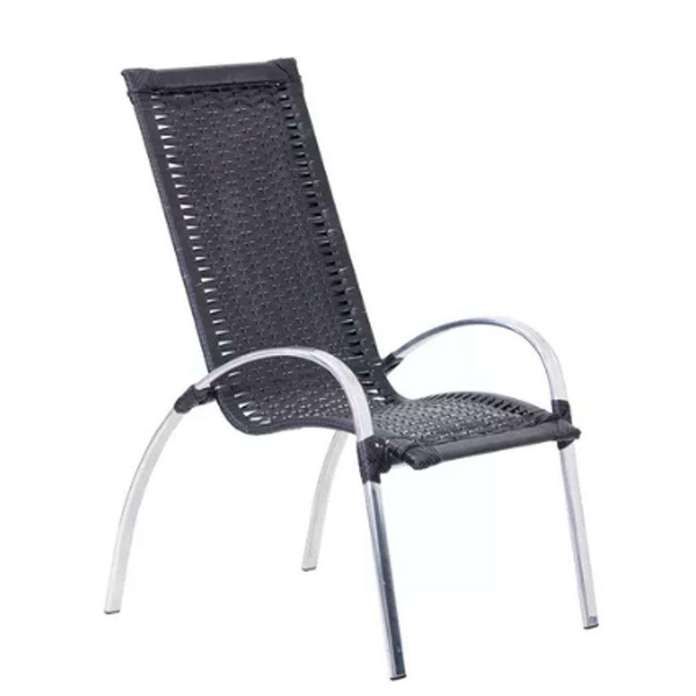 Jogo De 4 Cadeiras E Mesa Em Alumínio Garden  Preto - 6