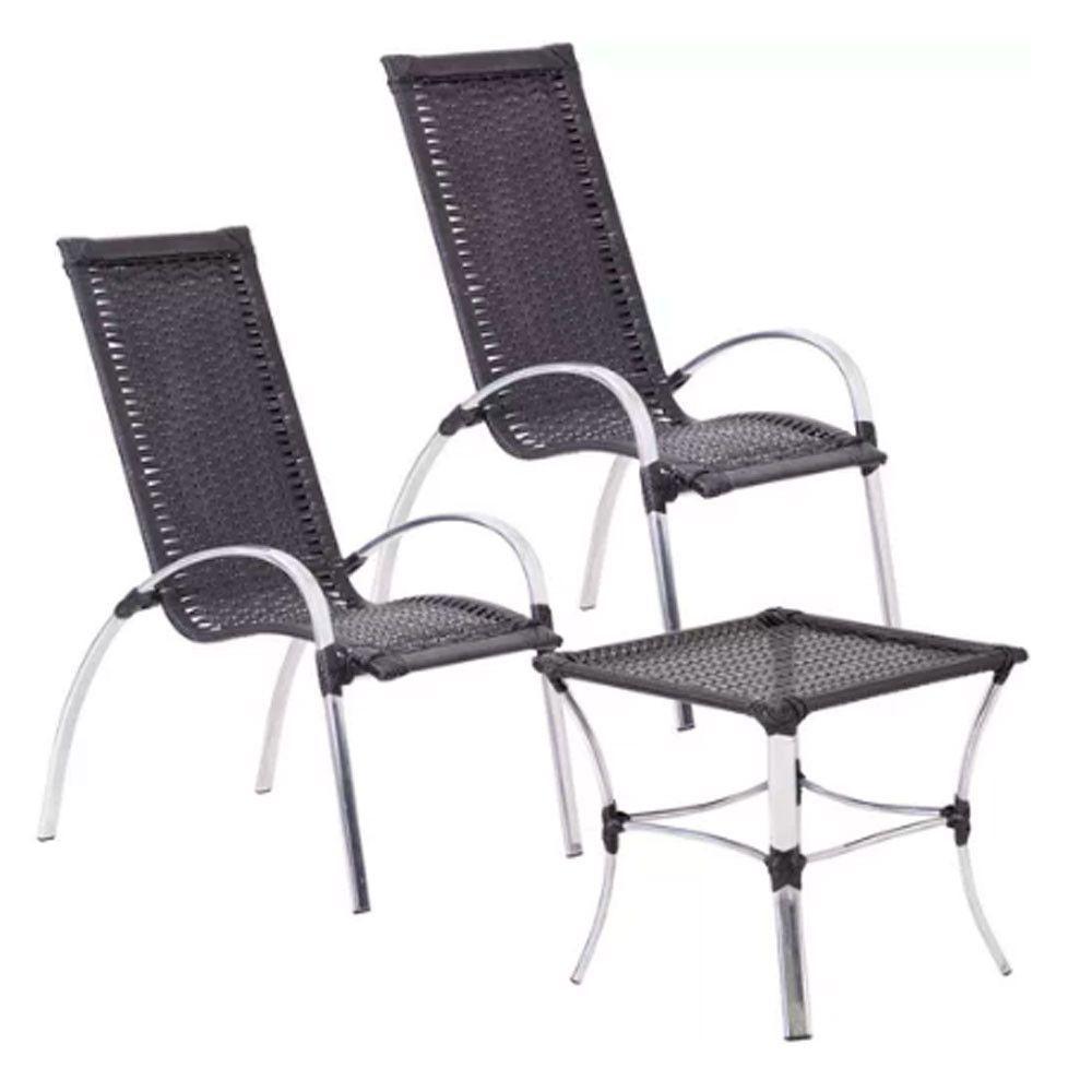Jogo De 4 Cadeiras E Mesa Em Alumínio Garden  Preto - 7