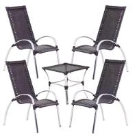Jogo De 4 Cadeiras E Mesa Em Alumínio Garden  Preto - 1