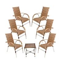 Kit 6 Cadeiras E Mesa Vênus Churrasco Trama Capuccino - 1