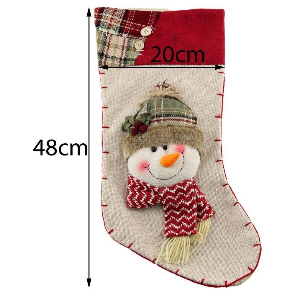 Dupla De Botas Meias Papai Noel E Boneco De Neve 48cm - 2