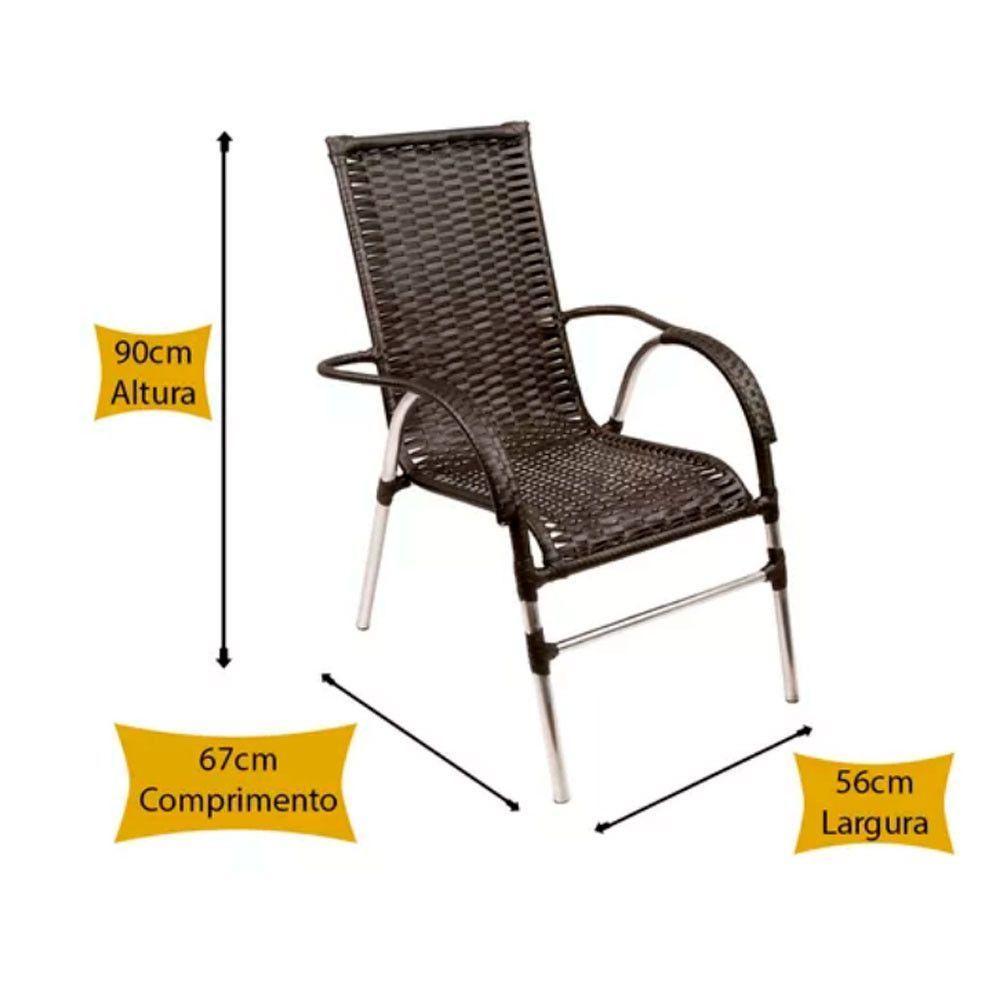 Jogo 6 Cadeiras E Mesa Para Area Varanda Vênus Trama Preto - 3