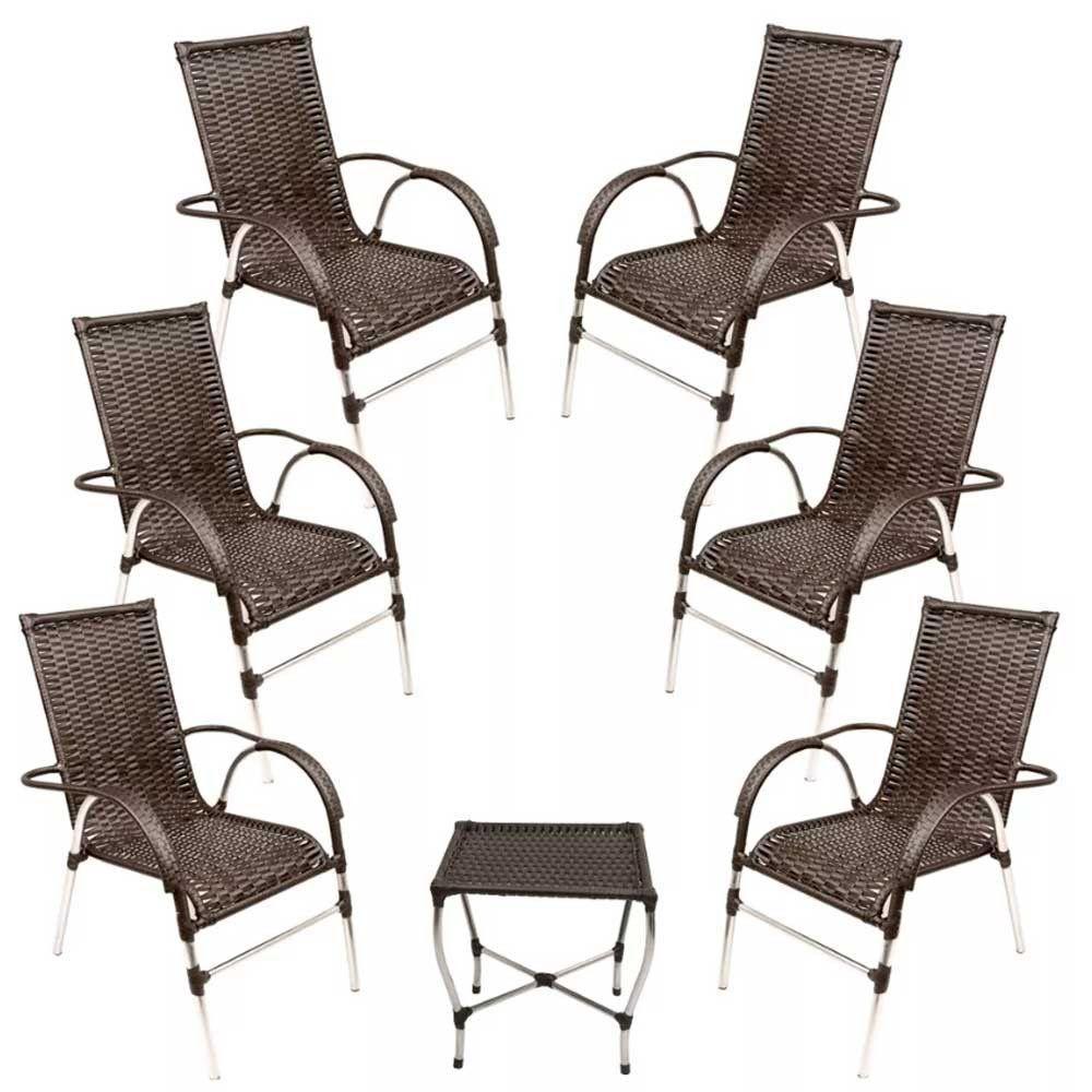 Jogo 6 Cadeiras E Mesa Para Varanda Vênus  Pedra Ferro - 1