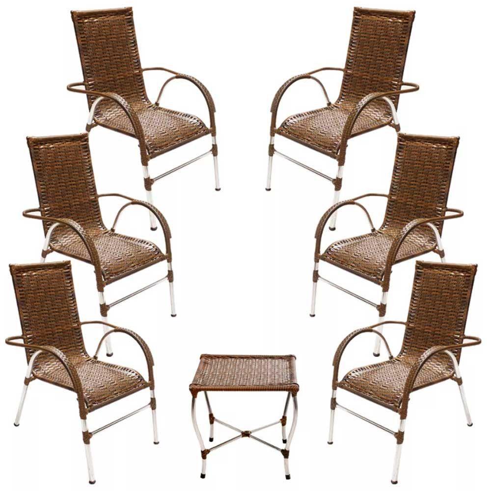 Jogo 6 Cadeiras E Mesa Para Varanda Vênus  Argila - 1