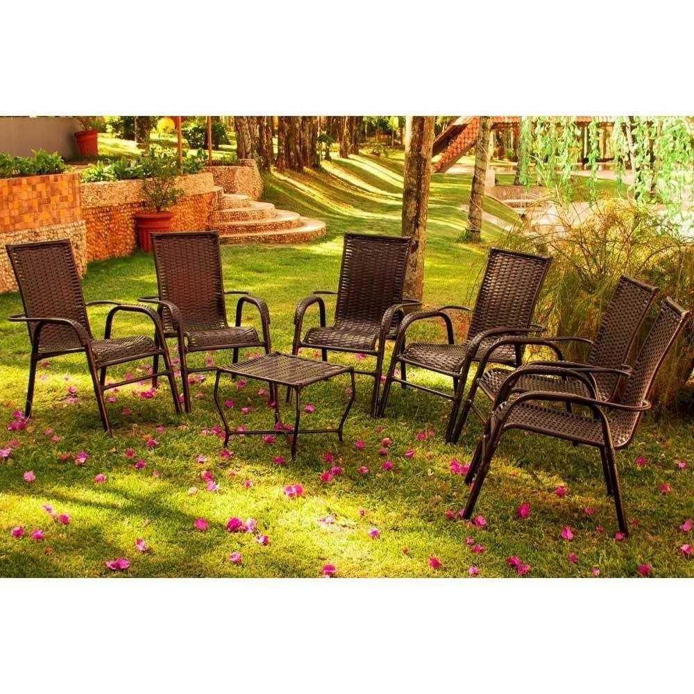 Jogo 6 Cadeiras E Mesa Para Varanda Vênus  Argila - 6