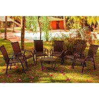 Jogo 6 Cadeiras E Mesa Para Varanda Vênus  Argila - 5