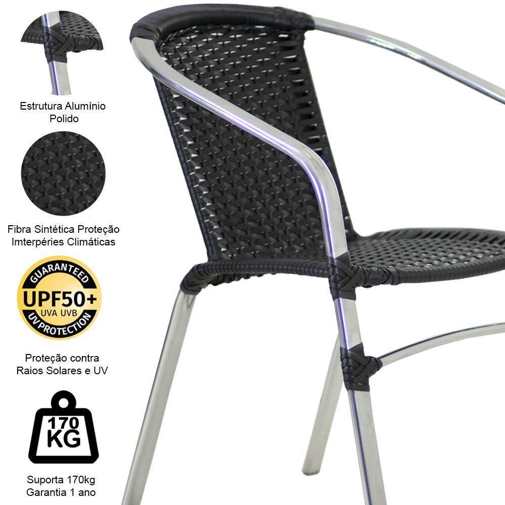 Jogo Turin 4 Cadeiras E Mesa Em Alumínio  Preto - 2