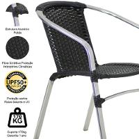 Jogo Turin 4 Cadeiras E Mesa Em Alumínio  Preto - 2