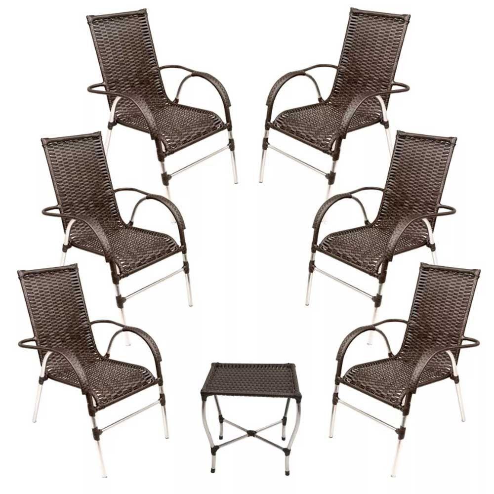 Jogo 6 Cadeiras E Mesa De Centro Vênus  Pedra Ferro - 1