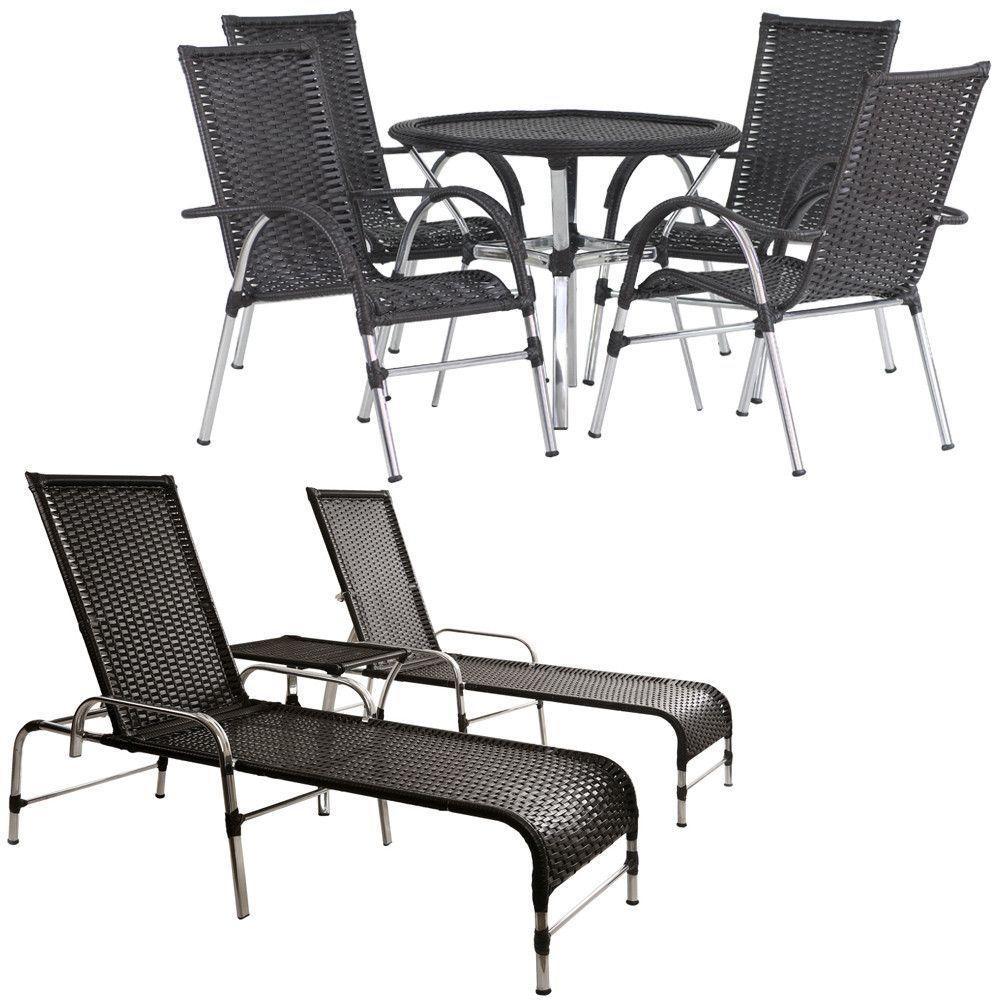 4 Cadeiras E Mesa, 2 Espreguiçadeiras E Mesa  Preto - 1