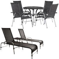 4 Cadeiras E Mesa, 2 Espreguiçadeiras E Mesa  Preto - 1