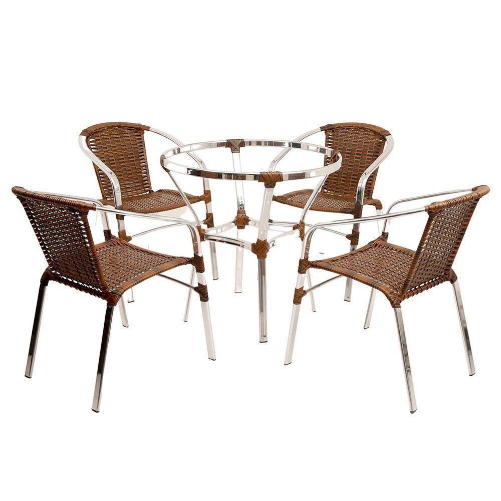 Jogo Turin 4 Cadeiras E Mesa Em Alumínio  Argila - 1