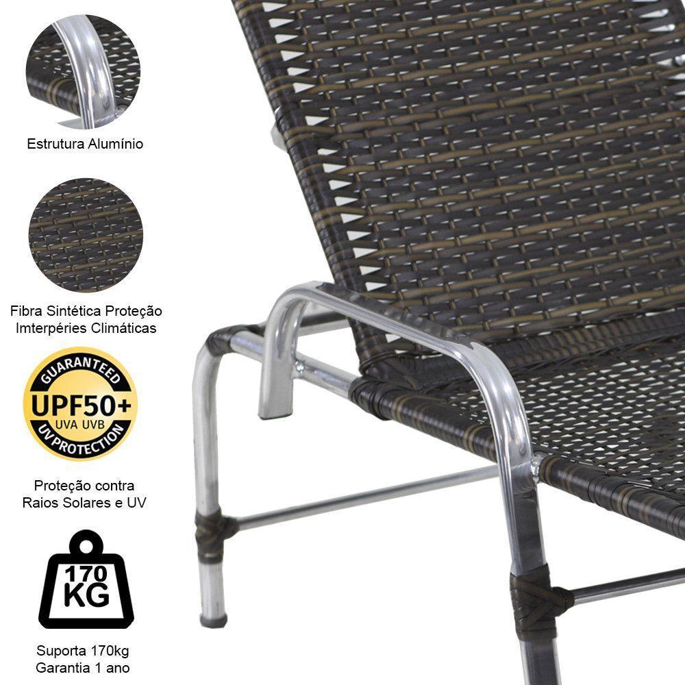 2 Cadeiras Espreguiçadeiras E Mesa Confortável Para Piscina Pedra Ferro - 3