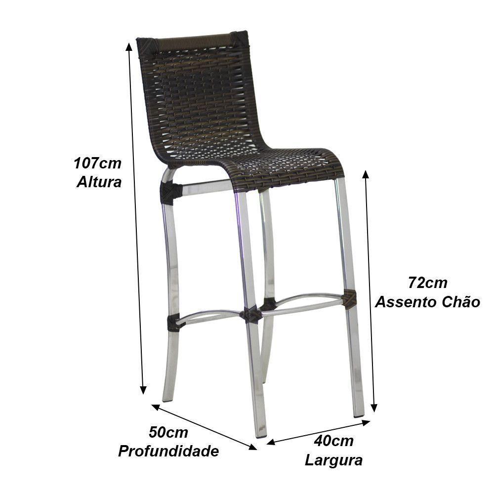 Kit 4 Banquetas Em Alumínio E Fibra Sintética Jk Trama Pedra Ferro - 2