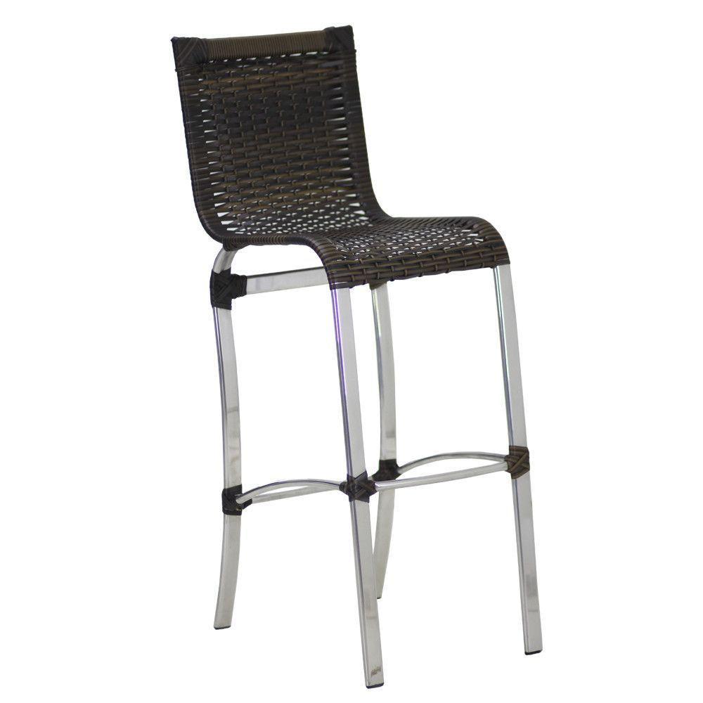 Kit 4 Banquetas Em Alumínio E Fibra Sintética Jk Trama Pedra Ferro - 4