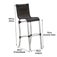 Kit 4 Banquetas Em Alumínio E Fibra Sintética Jk Trama Pedra Ferro - 2