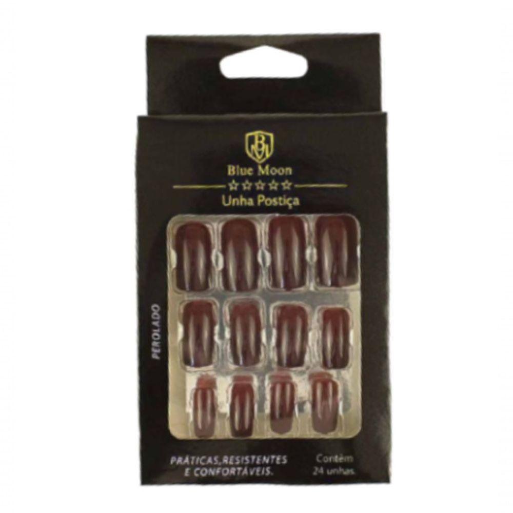 Blue Moon Unhas Postiças Vinho Autocolantes Tamanho Médio (24 Unidades) - 1