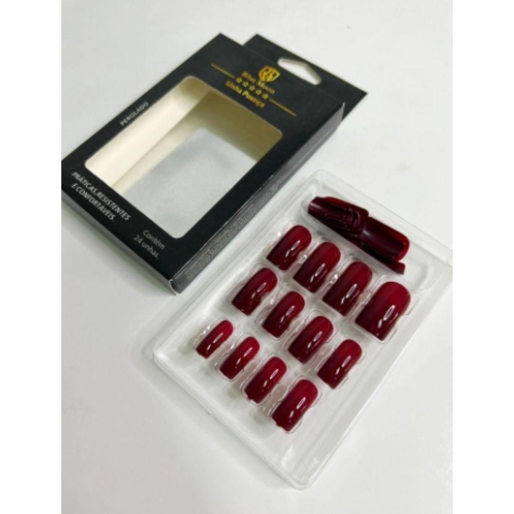 Blue Moon Unhas Postiças Vinho Autocolantes Tamanho Médio (24 Unidades) - 2