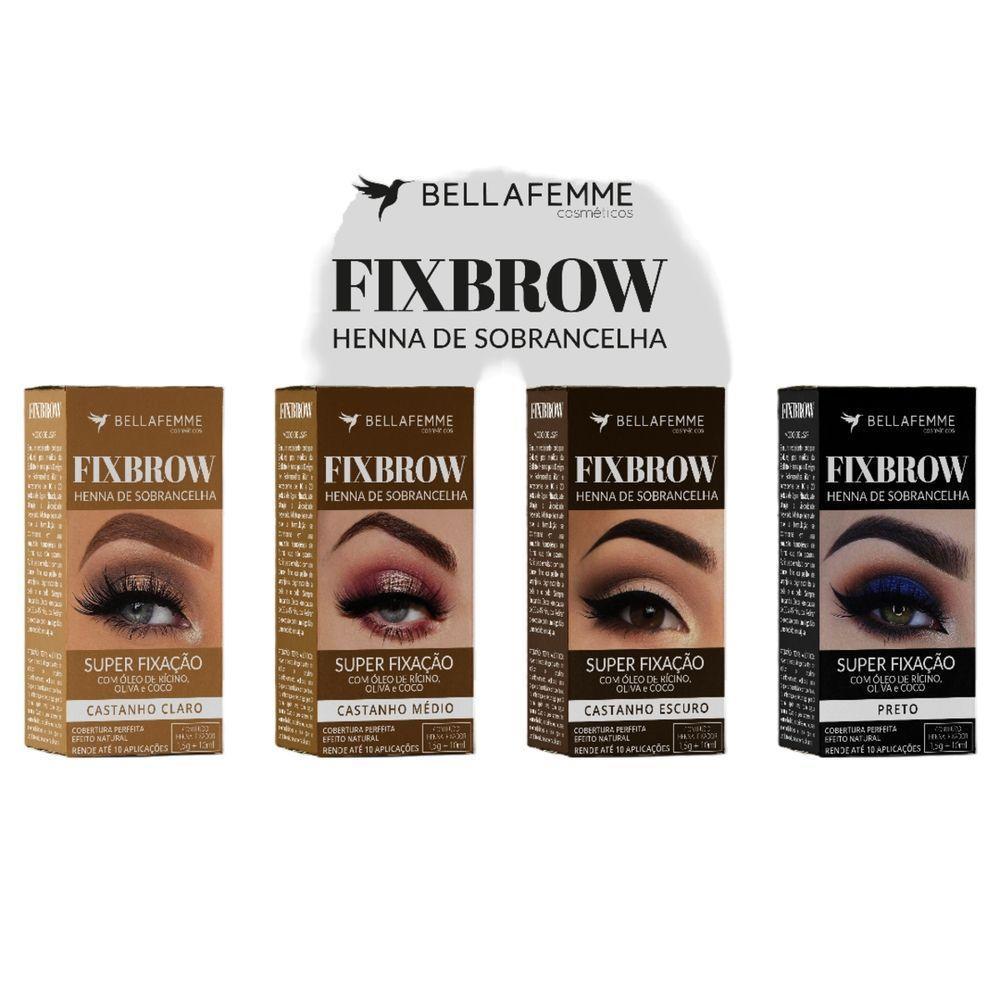 Bella Femme Henna Sobrancelhas Castanho Médio Fixbrow Pigmentada 1,5g Bf10098 - 1