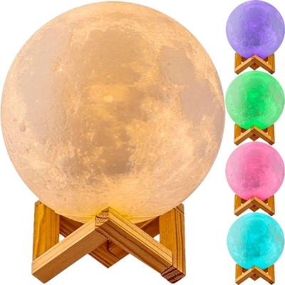 Luminária Quarto Lua Cheia Bateria 18cm Led Rgb Usb Touch