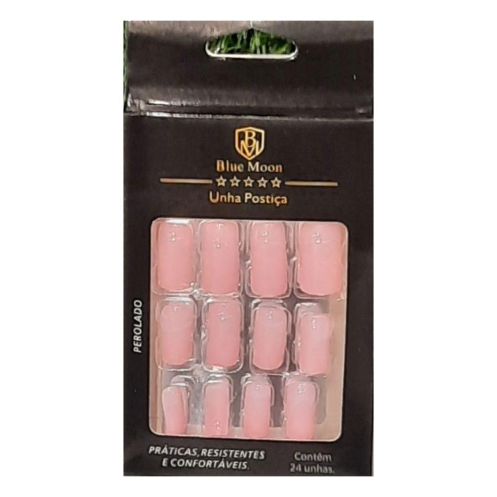 Blue Moon Unhas Postiças Rosa Autocolantes Tamanho Médio (24 Unidades) - 1