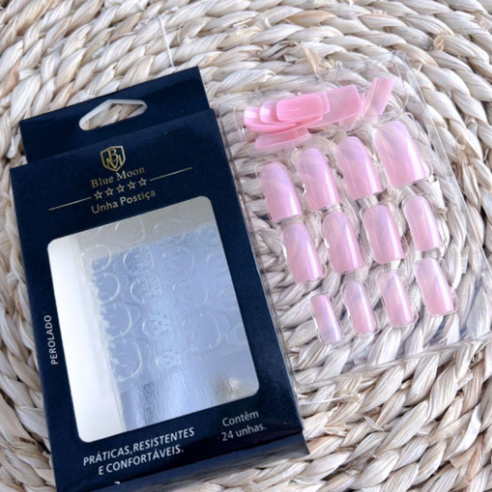 Blue Moon Unhas Postiças Rosa Autocolantes Tamanho Médio (24 Unidades) - 2