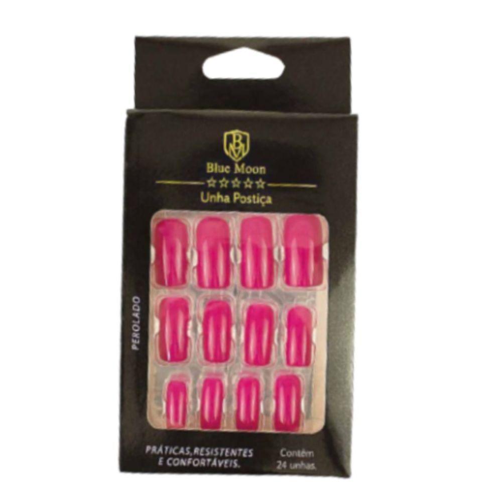 Blue Moon Unhas Postiças Rosa Escuro Autocolantes Tamanho Médio (24 Unidades) - 1