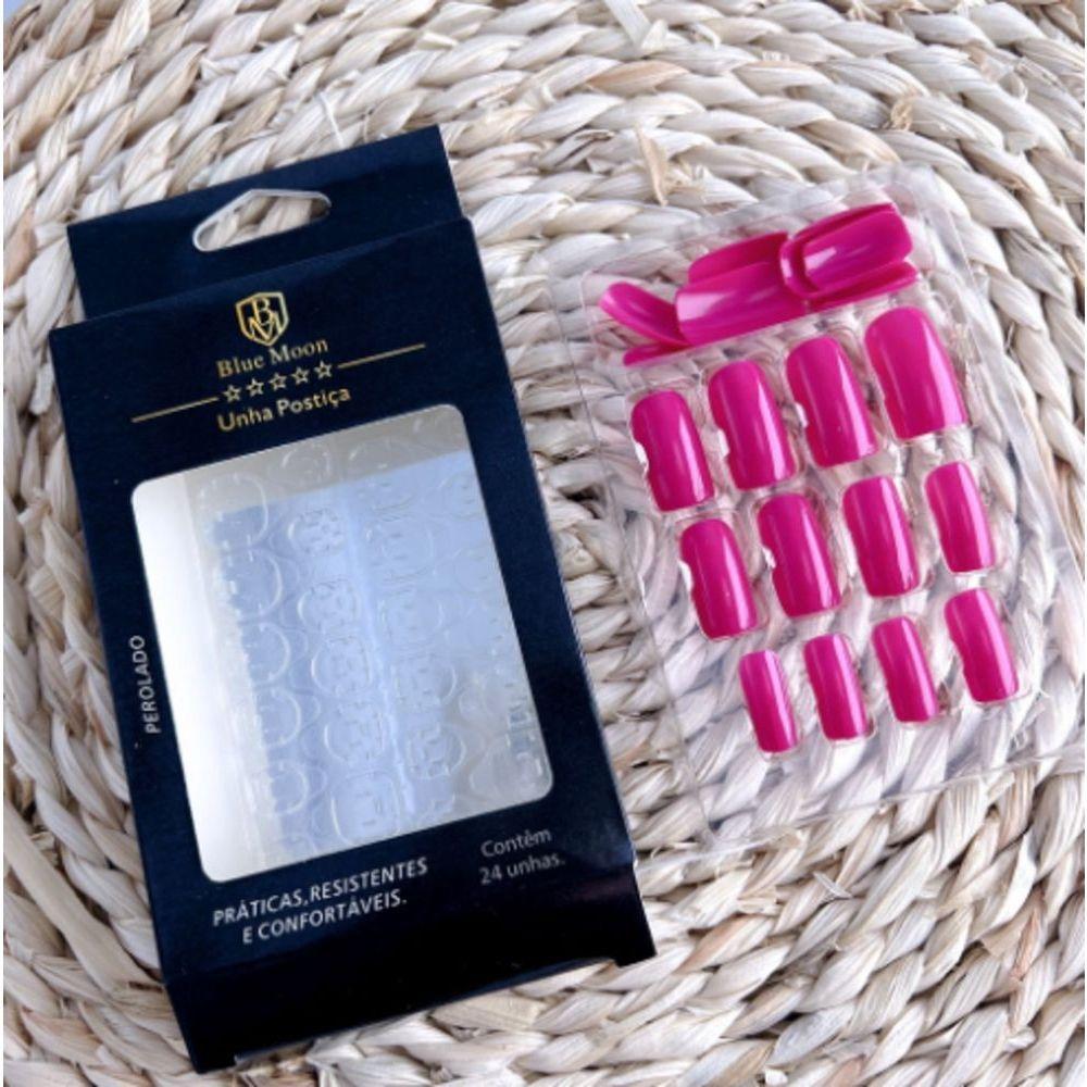 Blue Moon Unhas Postiças Rosa Escuro Autocolantes Tamanho Médio (24 Unidades) - 2