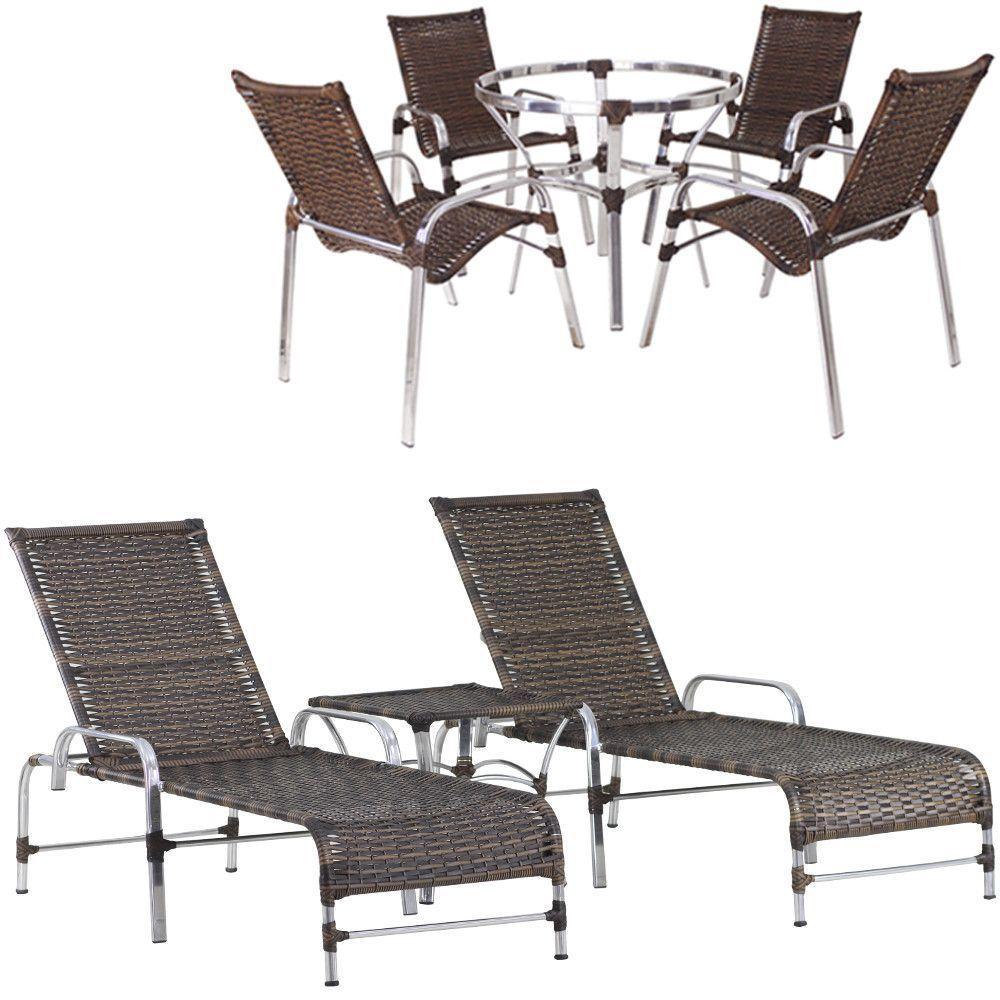 4 Cadeiras E Mesa 2 Espreguiçadeiras E Mesa  Argila - 1