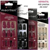 Macrilan Unhas Postiças Renda Formato Bailarina Autocolantes Efeito Gel (24 Unidades) - 1
