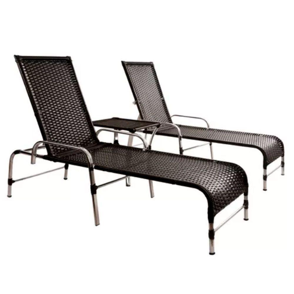 Kit 2 Espreguiçadeiras Catar E Mesa Garden  Preto - 1