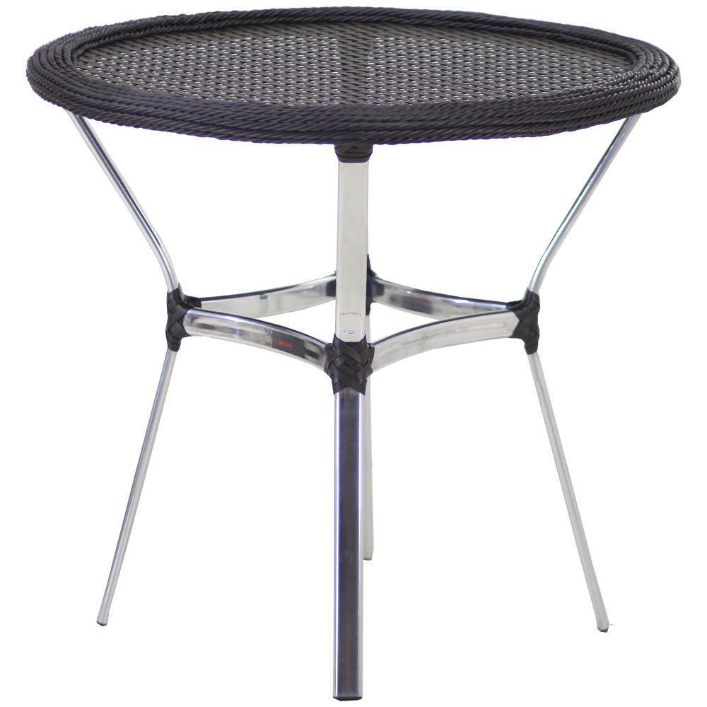 Mesa Ascoli Em Alumínio Com O Tampo Tramado  Preto - 1