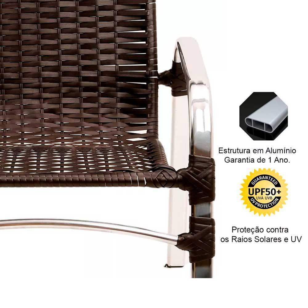 Jogo 4 Cadeiras Emily E Mesa Garden Em Alumínio Trama Preto - 2