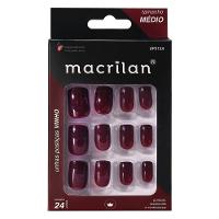Macrilan Unhas Postiças Tamanho Médio Vinho Up313a (24 Unidades) - 1