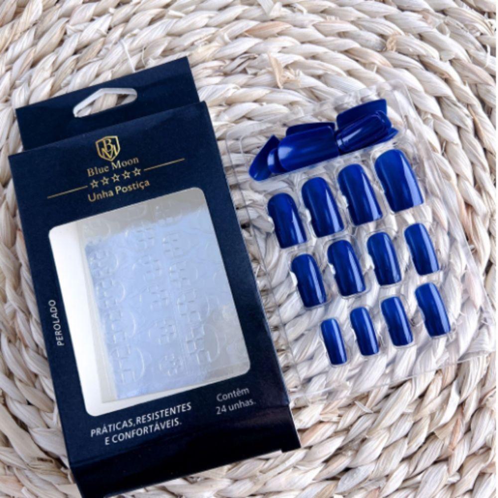 Blue Moon Unhas Postiças Azul Marinho Autocolantes Tamanho Médio (24 Unidades) - 2