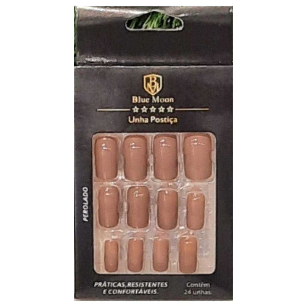 Blue Moon Unhas Postiças Marron Autocolantes Tamanho Médio (24 Unidades) - 1