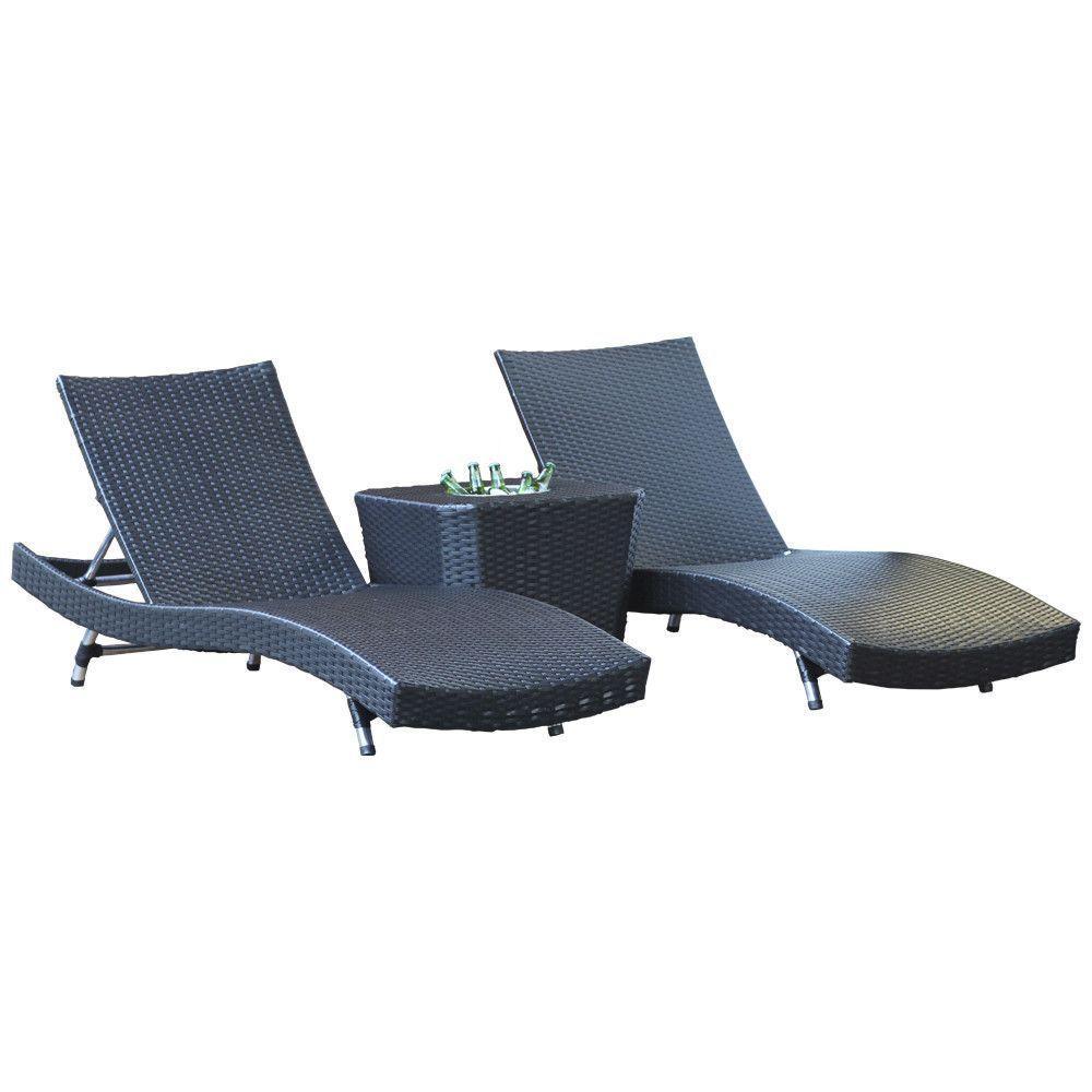 Kit 2 Espreguiçadeiras Bona E Mesa Grécia  Preto - 1