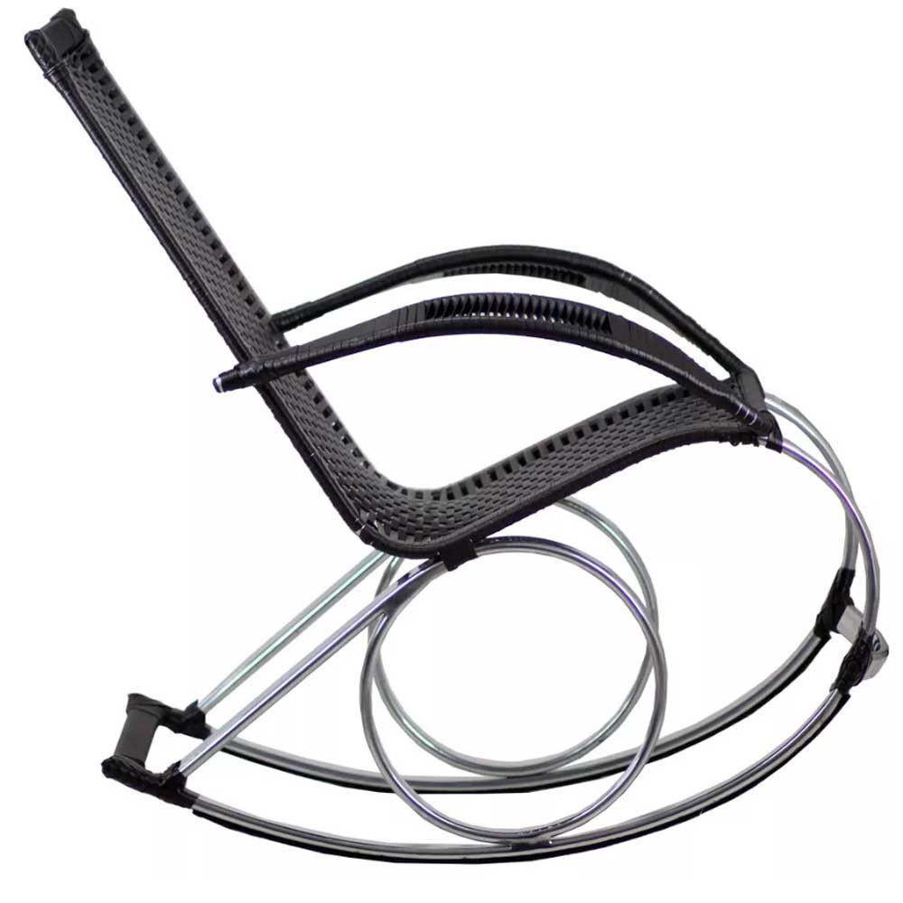 2 Cadeiras De Balanço Em Alumínio + 1 Mesa De Centro Trama Preto - 5