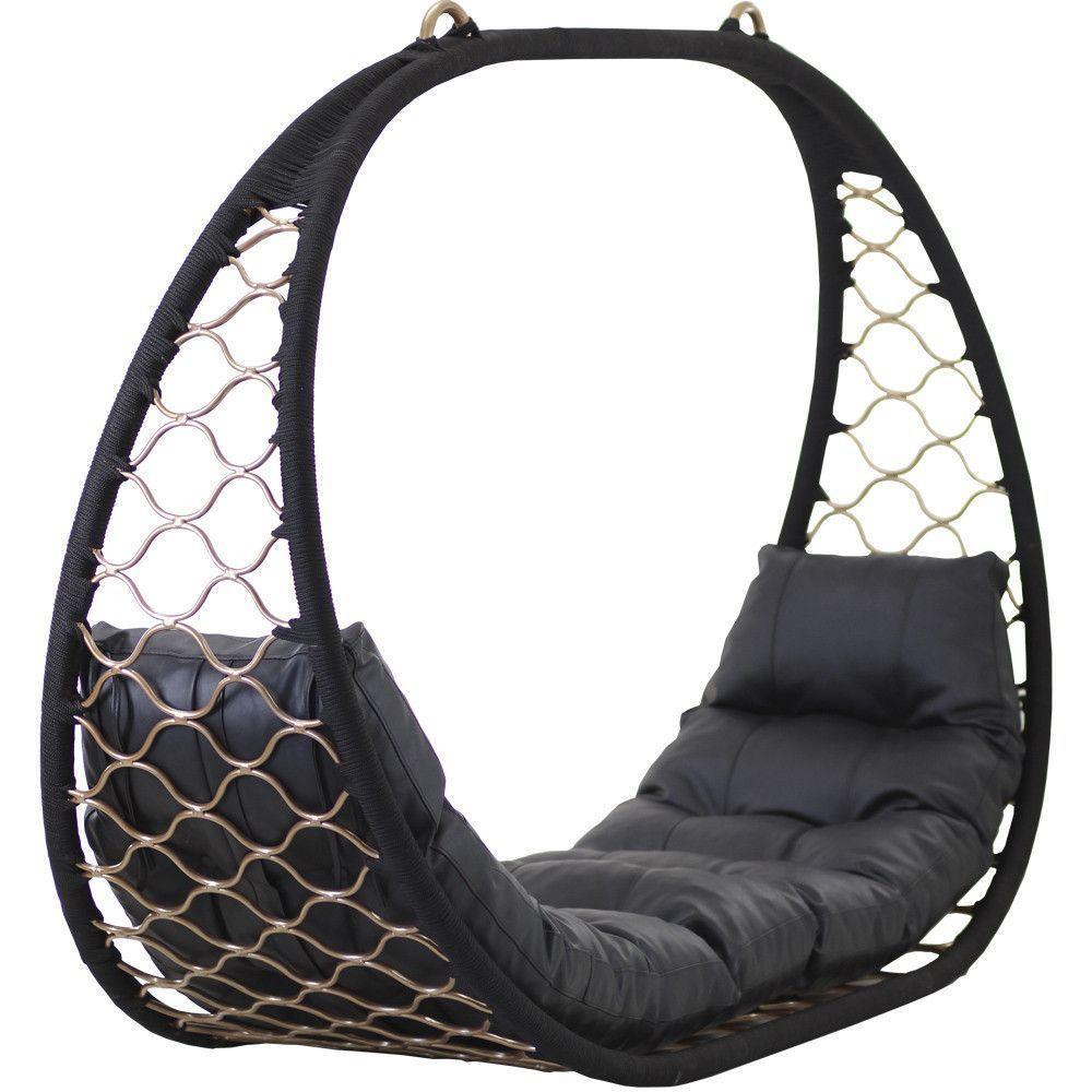 Big Balanço Suspenso Corda Náutica E Alumínio  Preto - 1